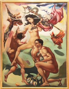 Retro Venus Retrieved from the Hands of Death, Surrealist, Nudes, 1959, Oil on Canvas