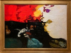 White Pidgeon, La Paloma Blanca, abstrait moderniste, 1962, huile sur toile encadrée