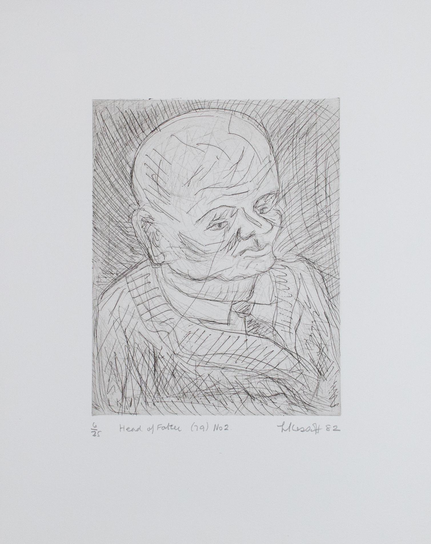 Leon Kossoff Figurative Print – Kopf des Vaters 2