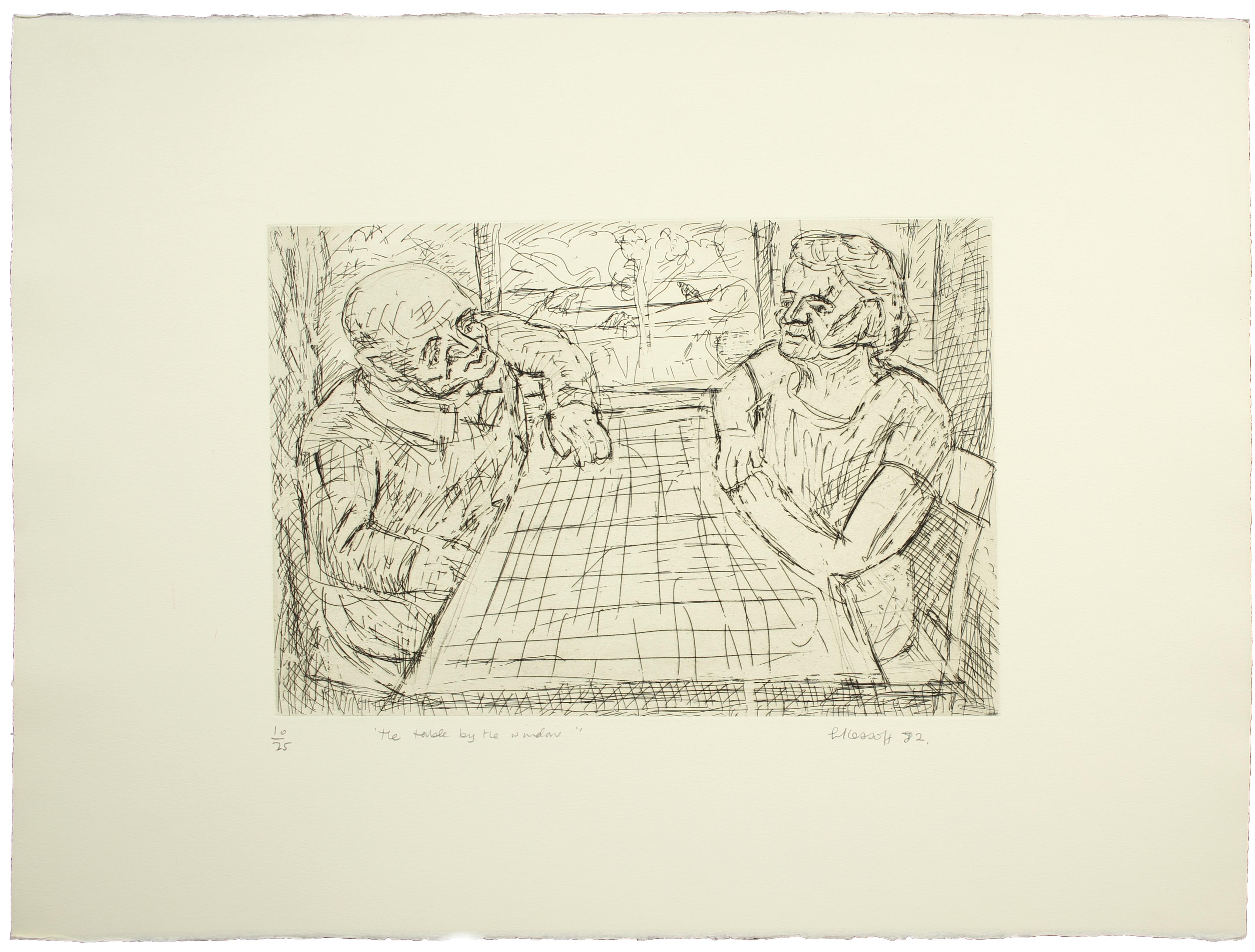 Figurative Print Leon Kossoff - La table à côté de la fenêtre