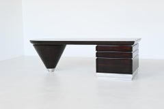 Bureau scriptor Leon Krier en ébène et aluminium Giorgetti Italie 1990
