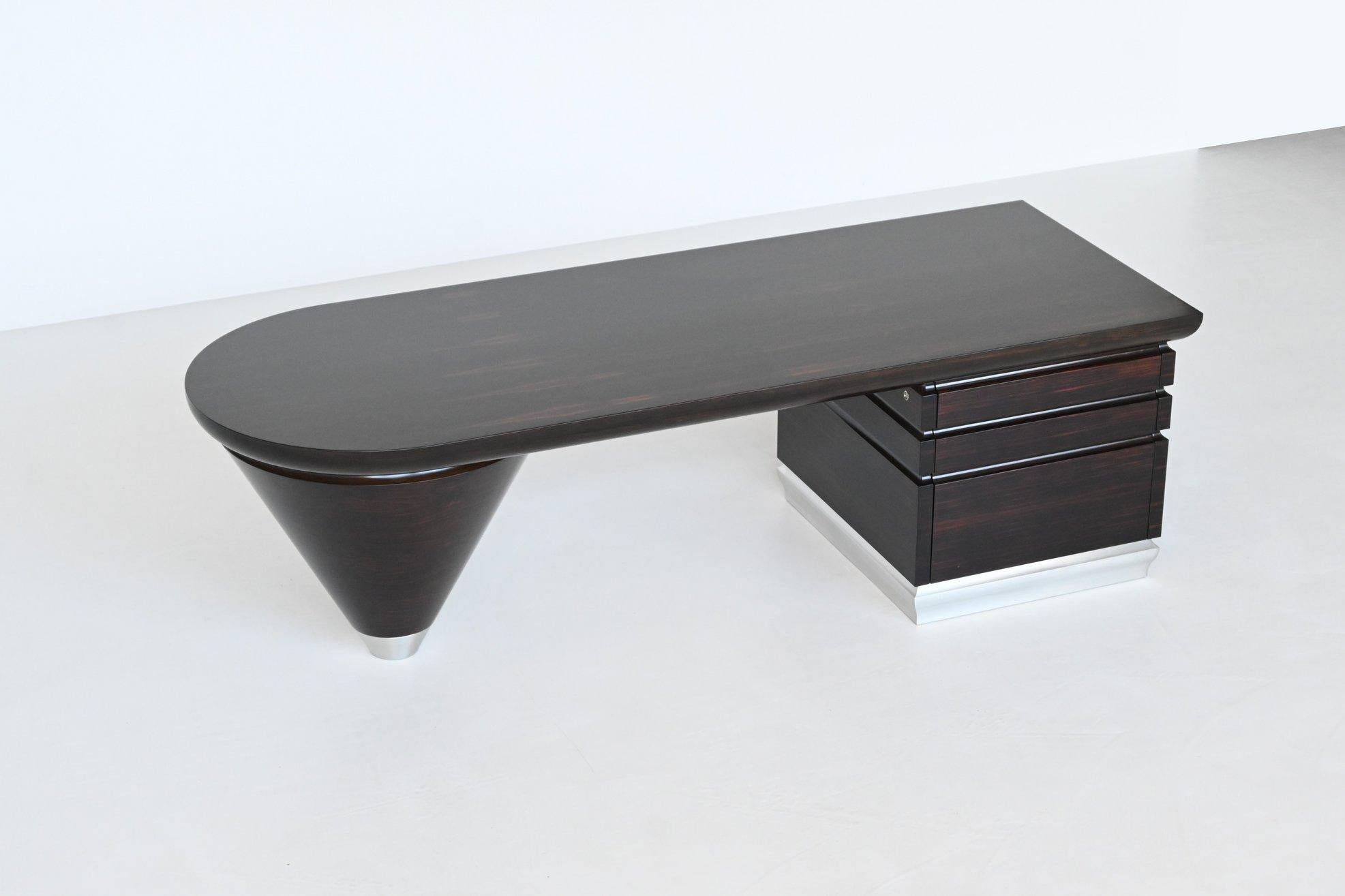 Mid-Century Modern Leon Krier Scriptor writing desk in ebony and aluminium Giorgetti Italy 1990