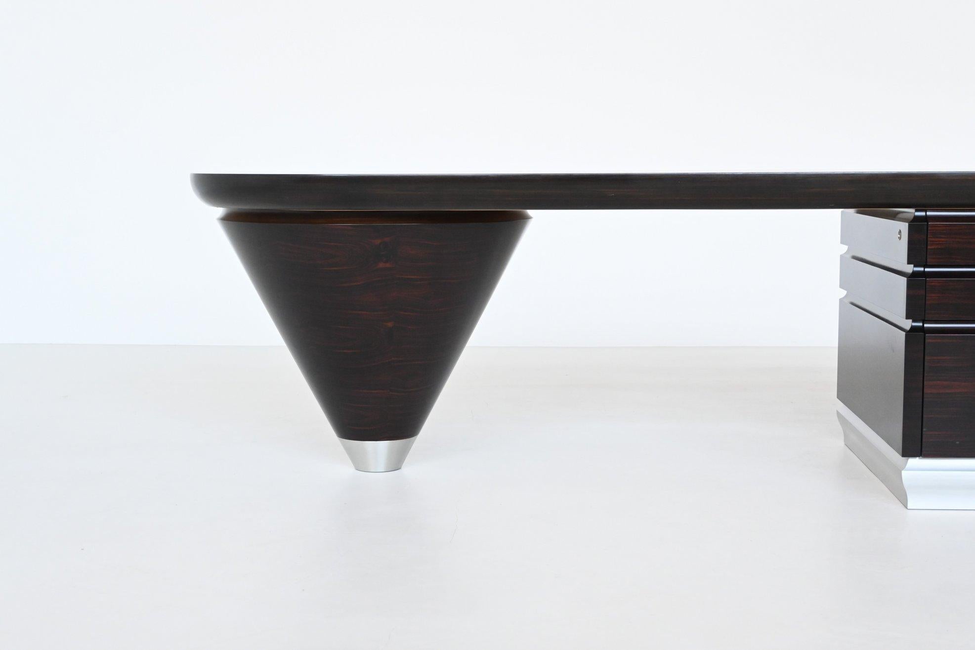 Aluminum Leon Krier Scriptor writing desk in ebony and aluminium Giorgetti Italy 1990