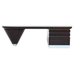 Leon Krier Scriptor writing desk in ebony and aluminium Giorgetti Italy 1990