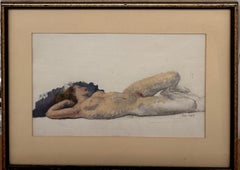 Reclining Nude is nude model figure painting of charcoal & paint on paper
