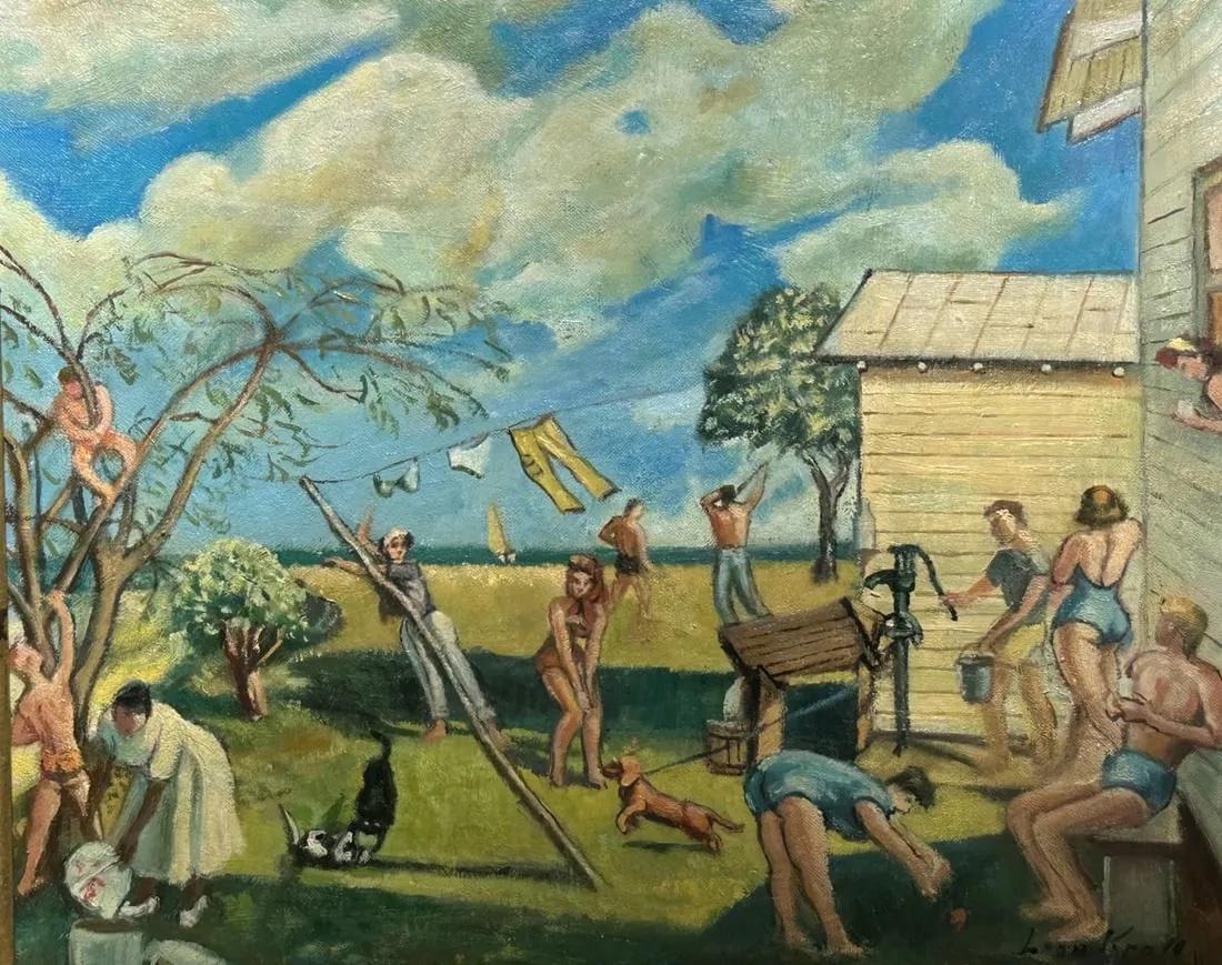 Leon Kroll Landscape Painting - A Summer Day WPA American Scene Social Realism Modern Ashcan Early 20th Century