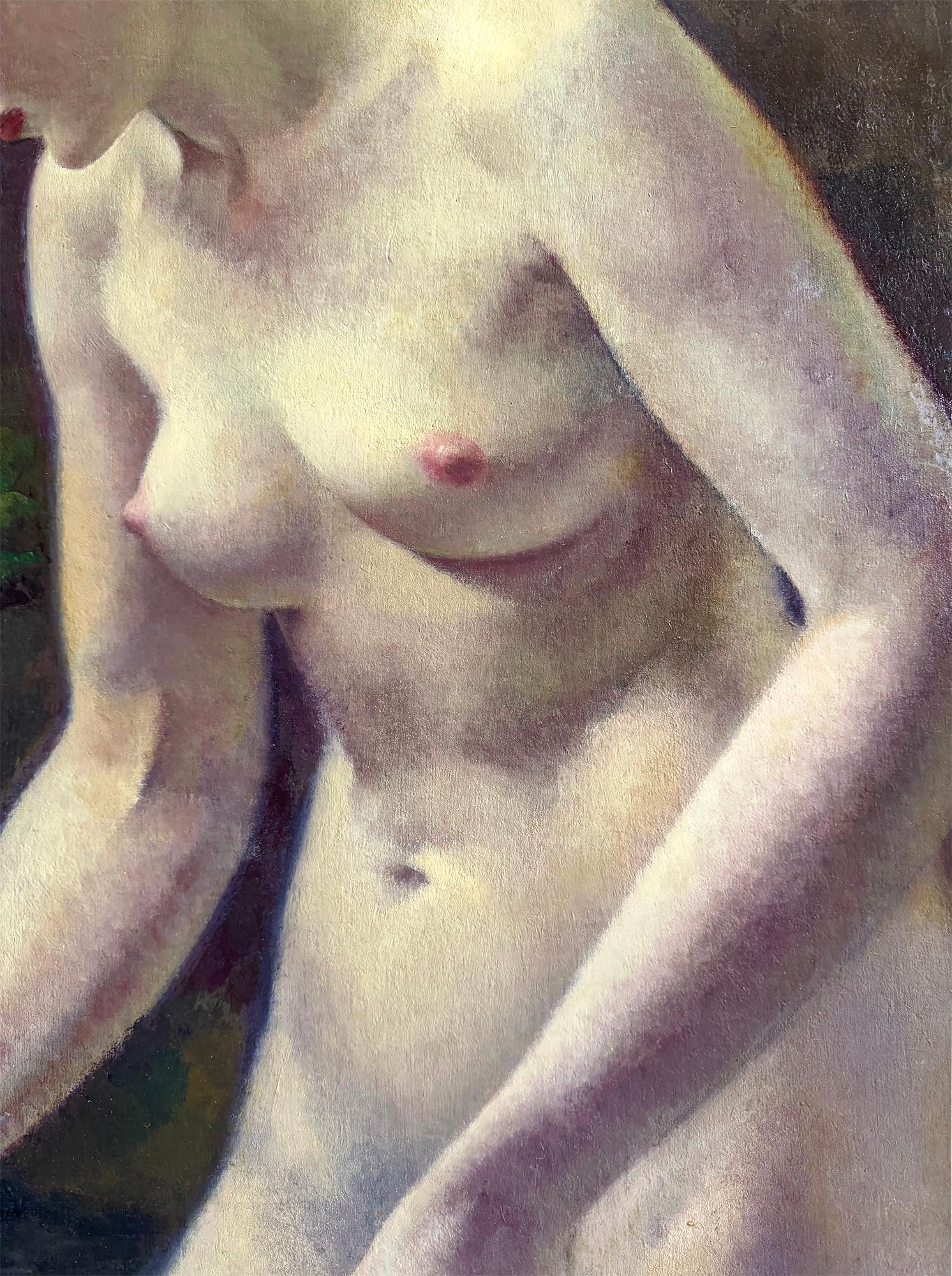 Classica e senza tempo Ragazza nuda in piscina  -  Artista Accademico - Nude Painting Nero di Leon Kroll