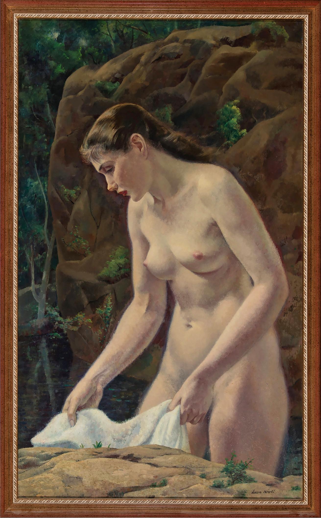 Questo dipinto di un nudo classico in piscina, 