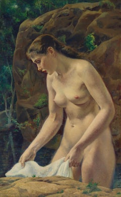 Timeless and Classic Nude Girl at Pool  -  Academic Artist 