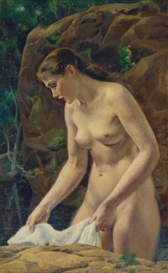 Timeless and Classic Nude Girl at Pool  -  Academic Artist