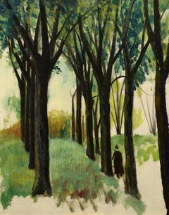"French Countryside," Leon Kroll, oil, landscape, trees, modernist, ca 1920-30
