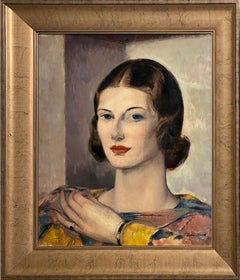 Portrait of an Elegant Young Woman in Warm Grays and Soft Ochers