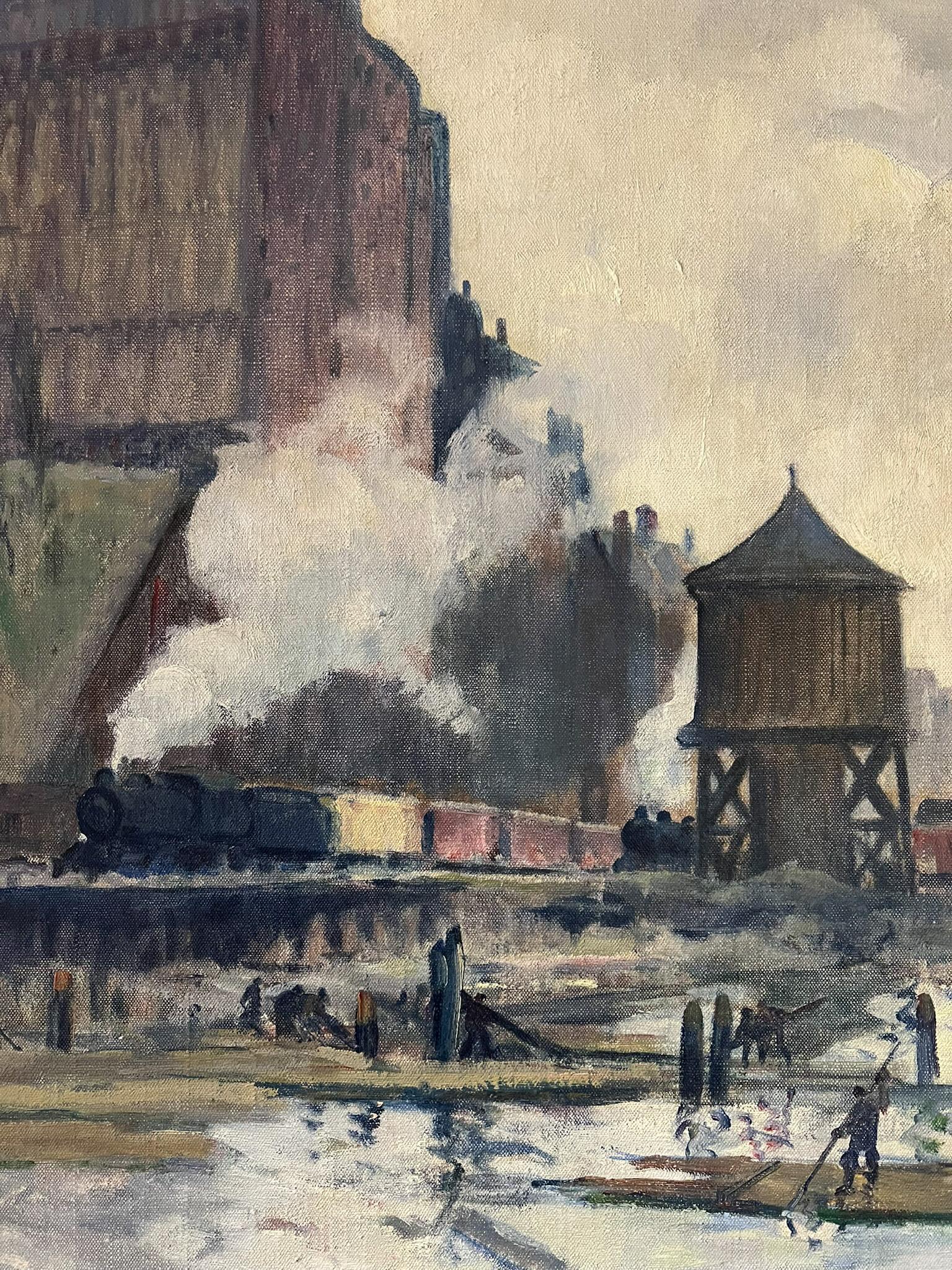 Reclaimed Land, Riverside Drive - Grande peinture à l'huile impressionniste de la ville de New York en vente 1