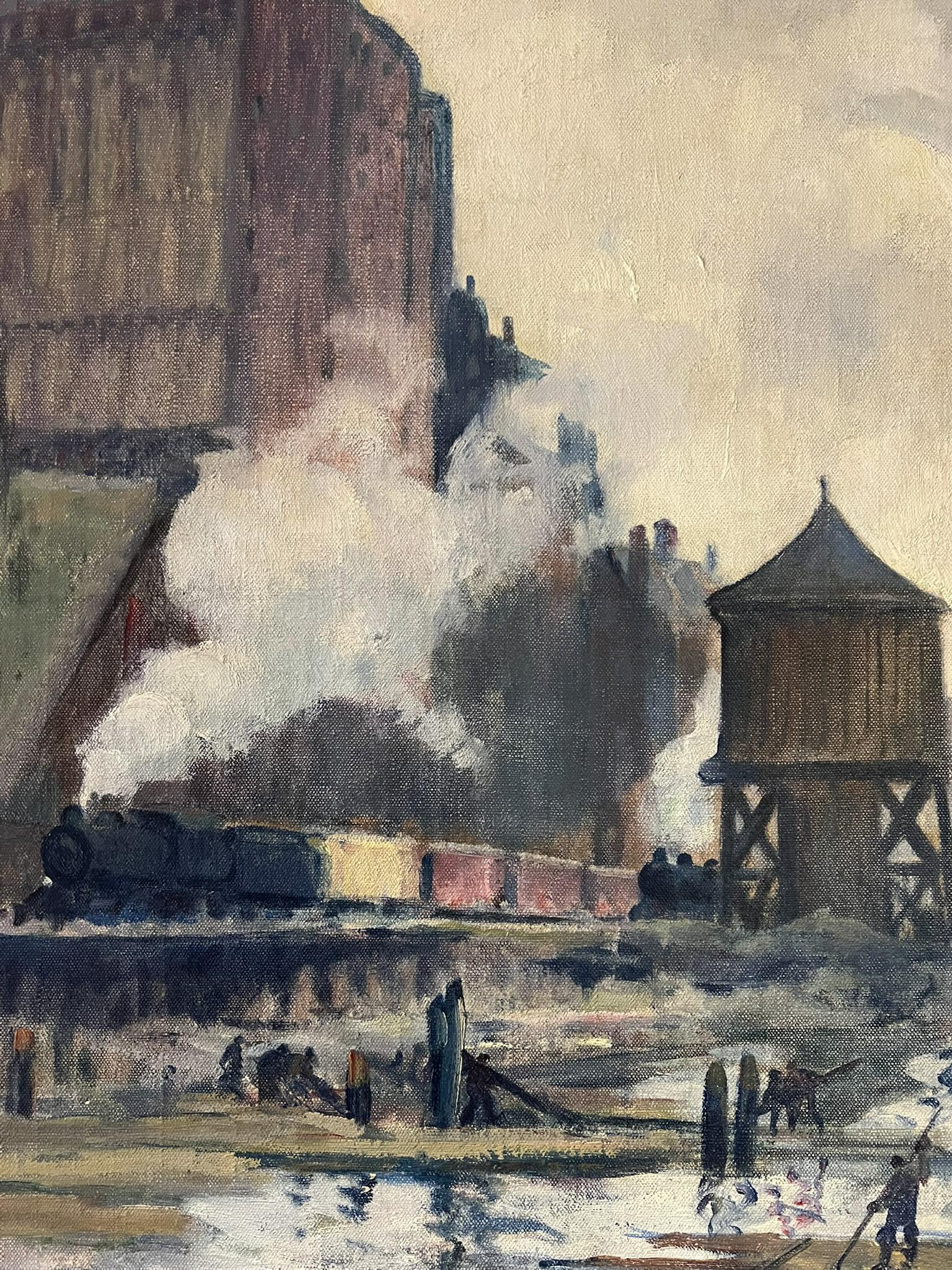 Reclaimed Land, Riverside Drive - Grande peinture à l'huile impressionniste de la ville de New York en vente 2