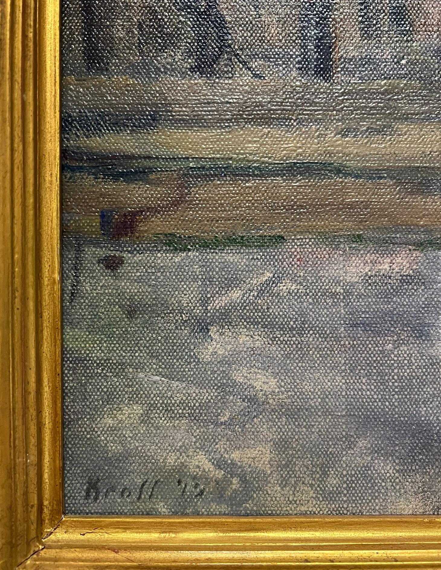 Reclaimed Land, Riverside Drive - Grande peinture à l'huile impressionniste de la ville de New York en vente 3