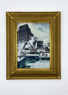 Reclaimed Land, Riverside Drive-Winter Study New York City Oil Painting