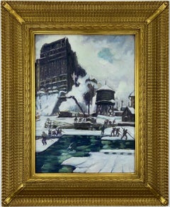 Reclaimed Land, Riverside Drive-Estudio de invierno Pintura al óleo de Nueva York