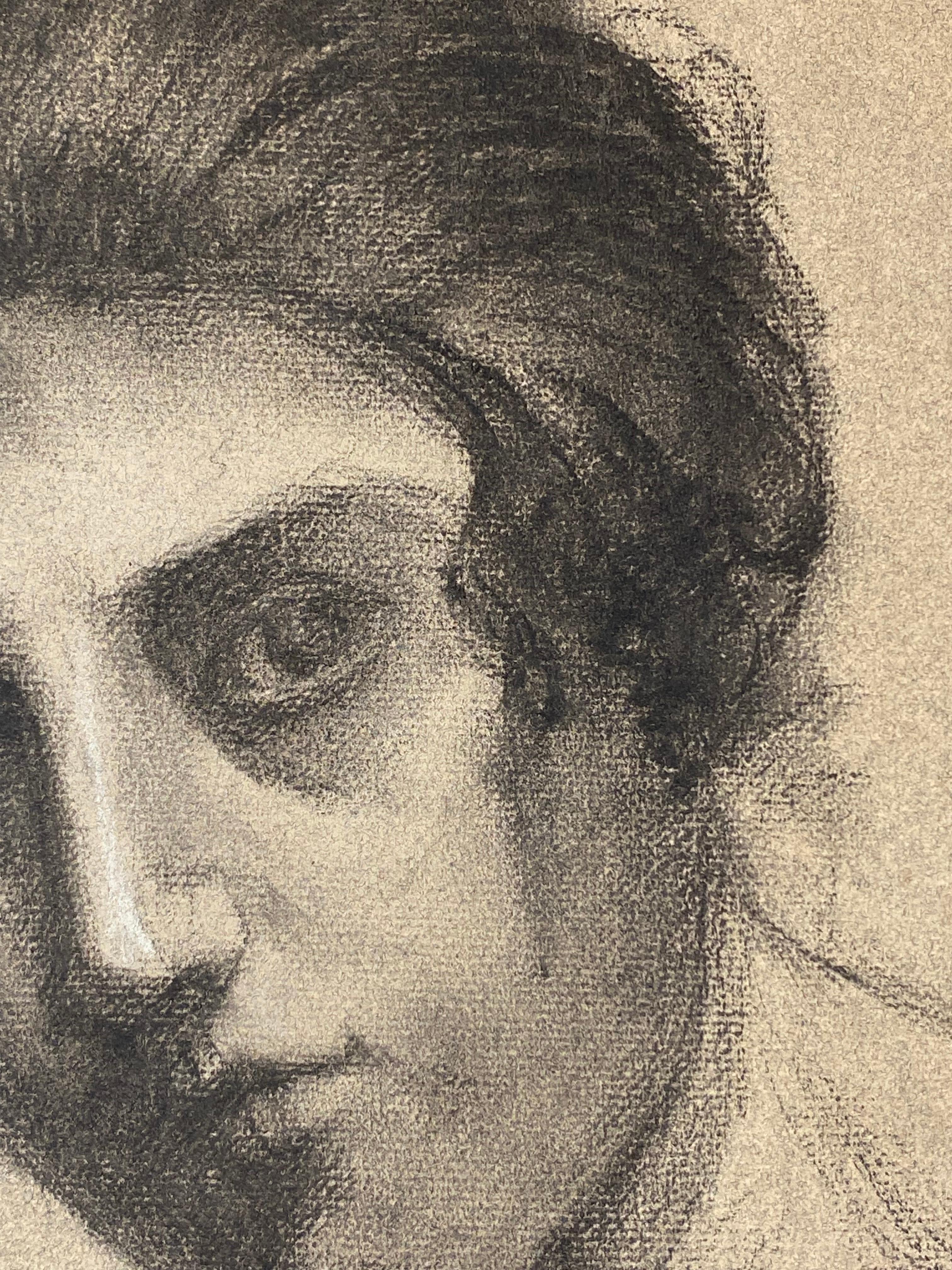 Portrait d'une femme des années 1930, peintre français répertorié - Impressionnisme Painting par Leon Launay