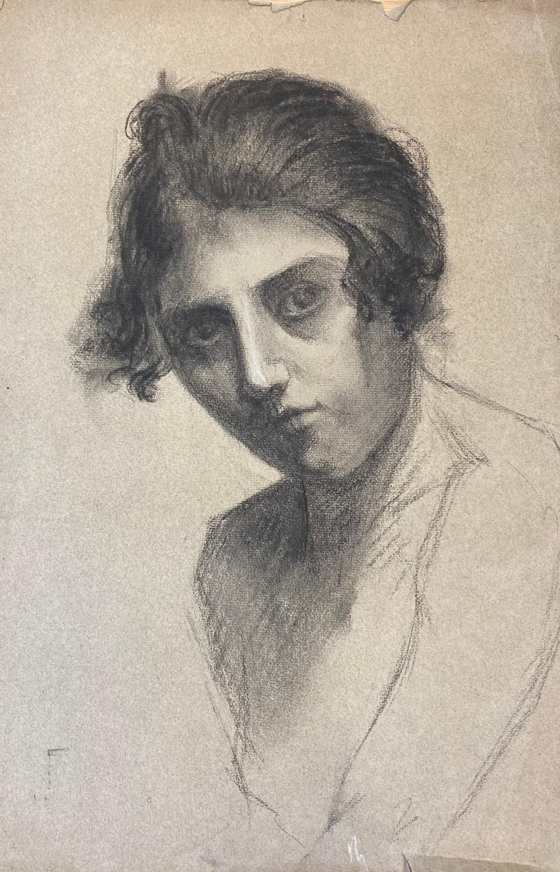 Portrait Painting Leon Launay - Portrait d'une femme des années 1930, peintre français répertorié