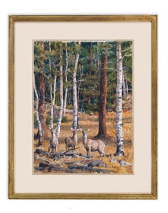 Close Encounters (contemporary forest landscape of deer 
evergreens)