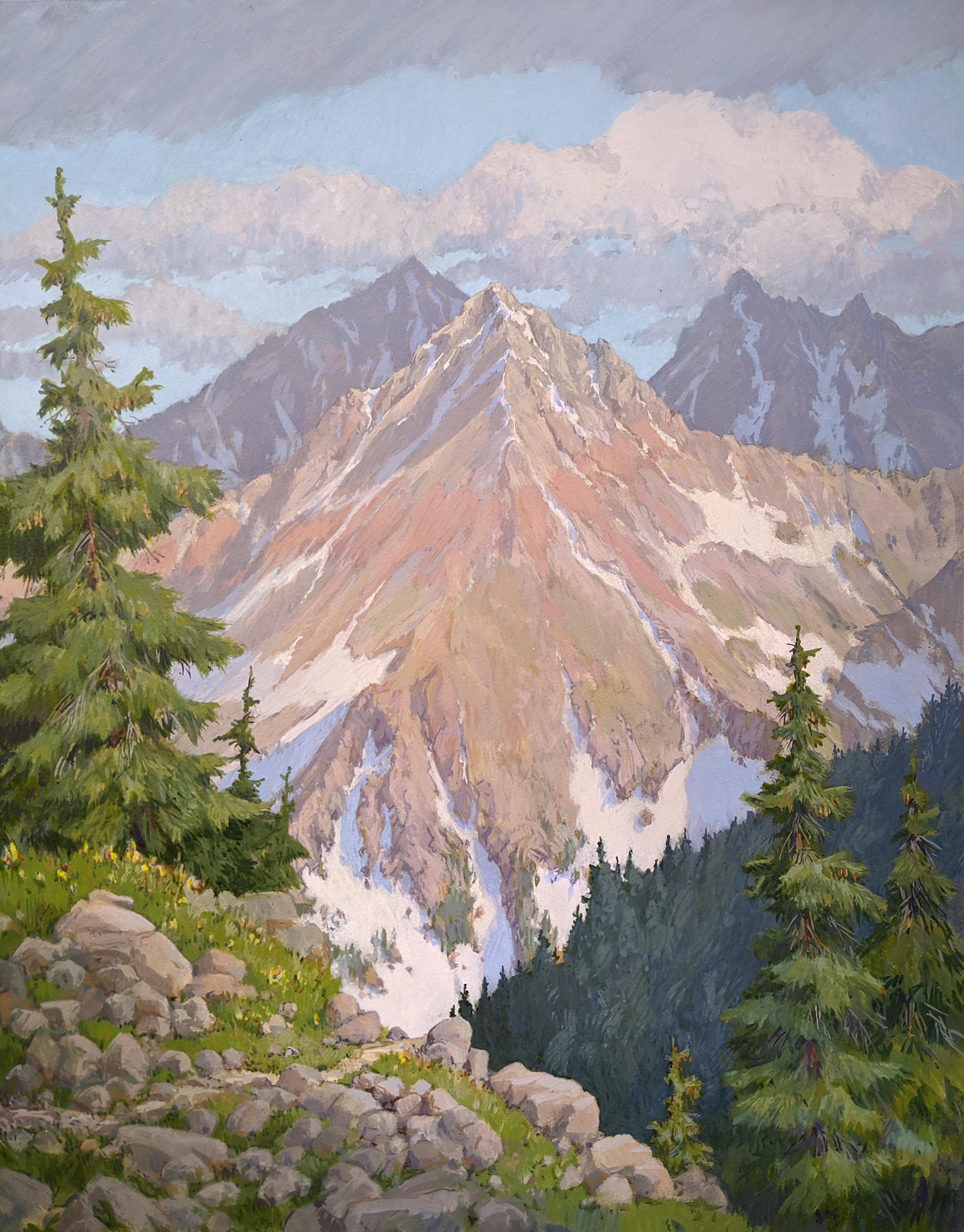 From Cottonwood Pass (contemporary mountain western landscape in watercolor) - Art by Leon Loughridge