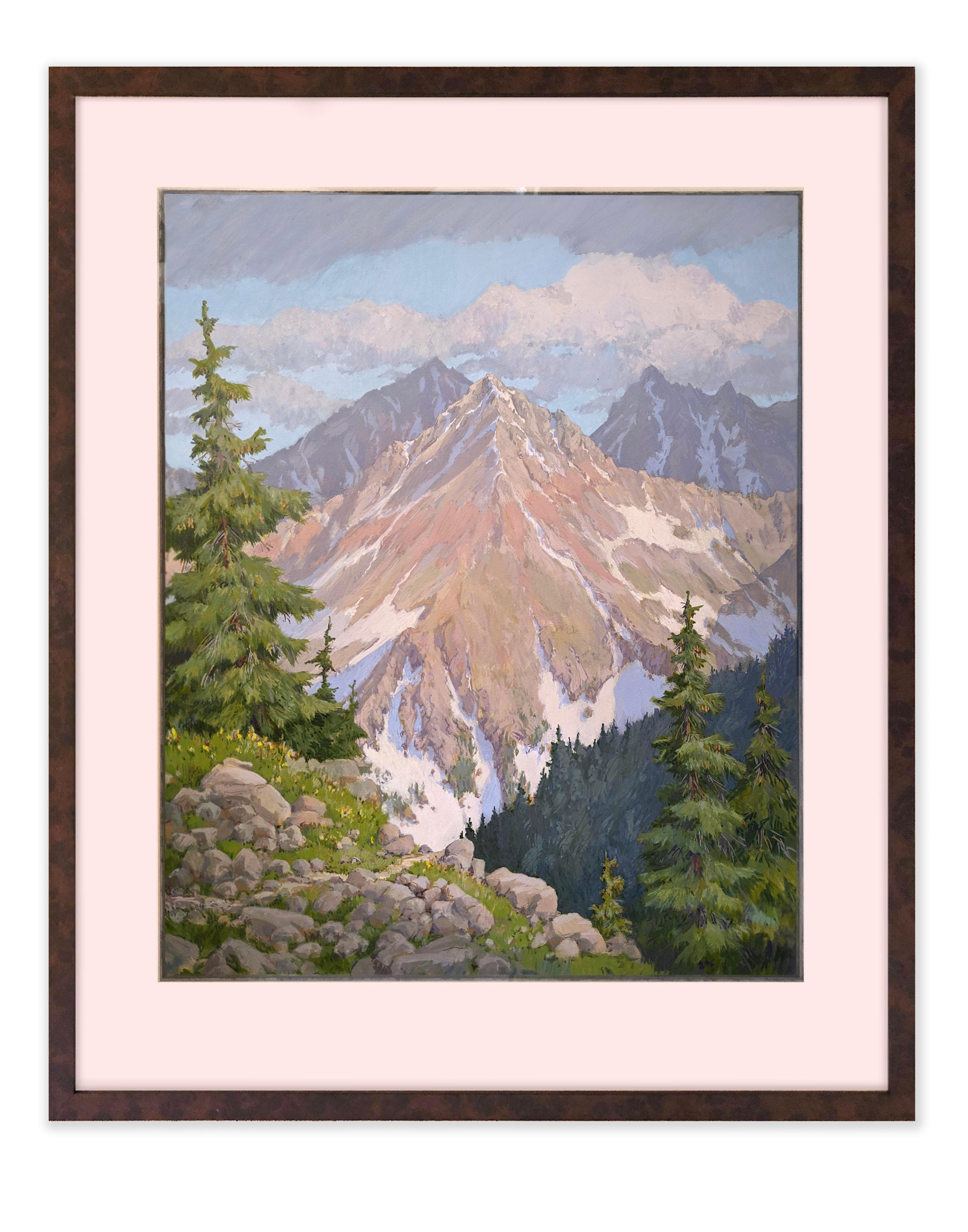 Leon Loughridge Landscape Art - From Cottonwood Pass (contemporary mountain western landscape in watercolor)