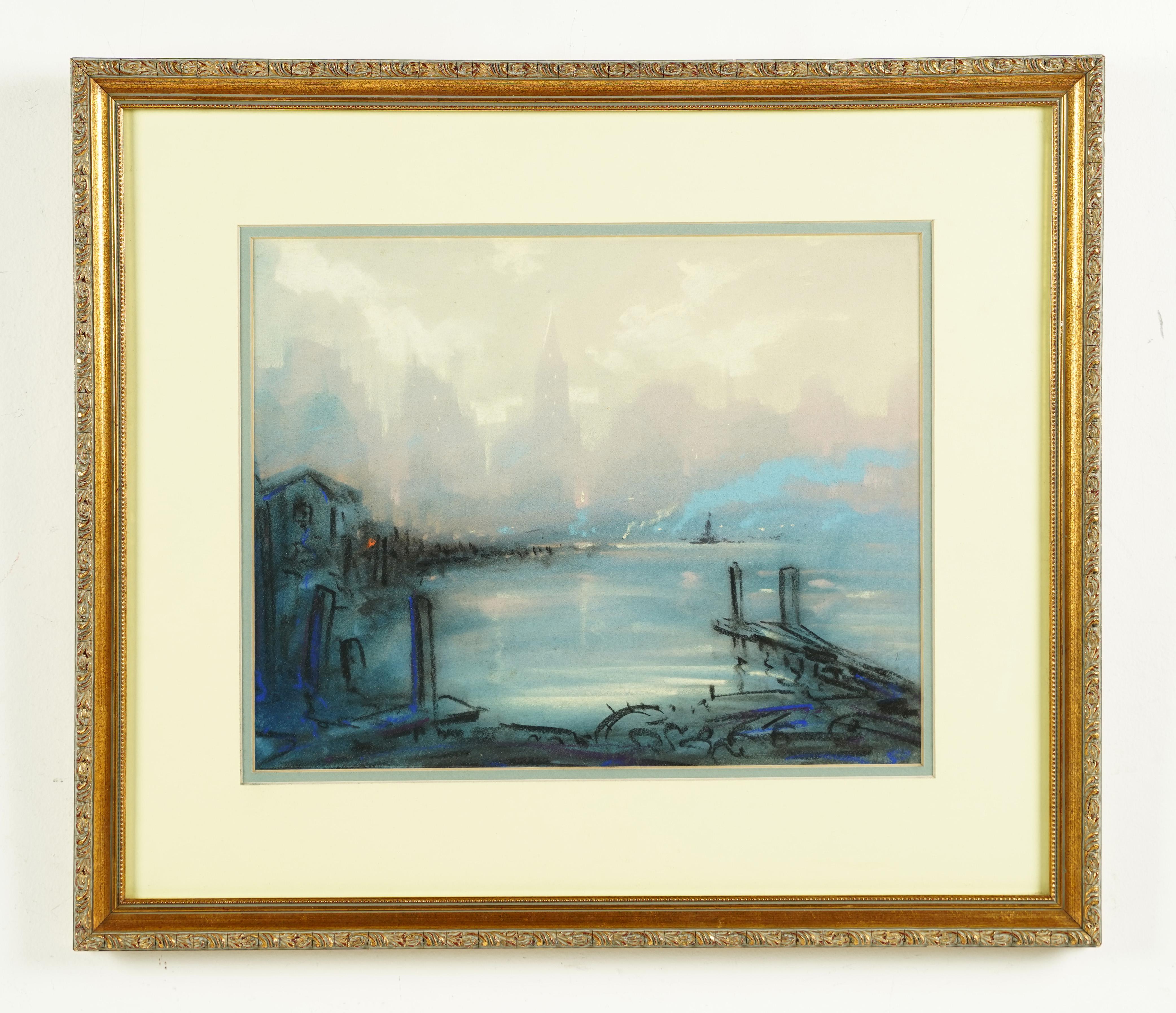  Antikes amerikanisches impressionistisches Gemälde, New York City, Aschenbecher Cityscape (Impressionismus), Painting, von Leon Louis Dolice