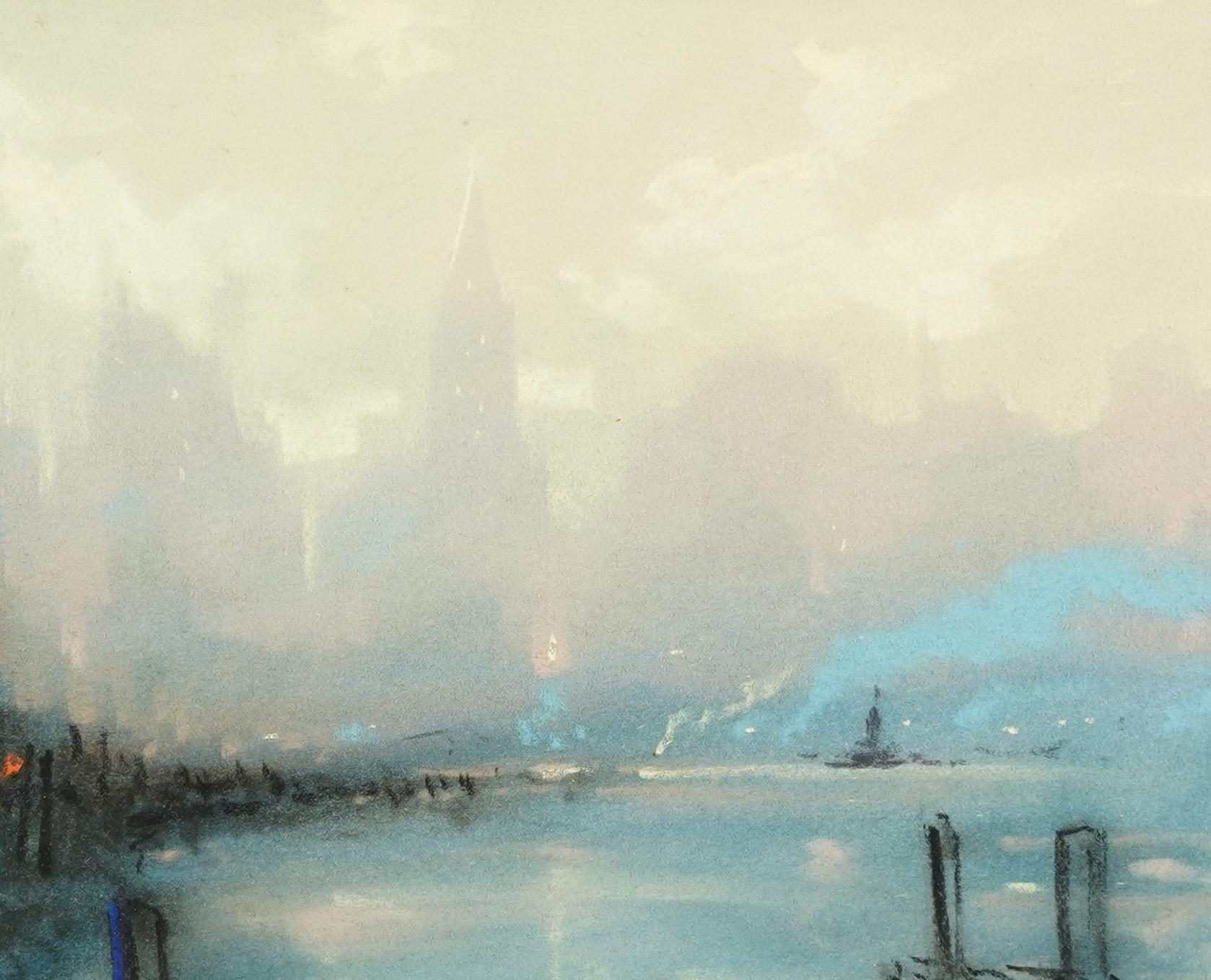  Ancienne peinture impressionniste américaine de paysage urbain en frêne de New York, style moderne en vente 1