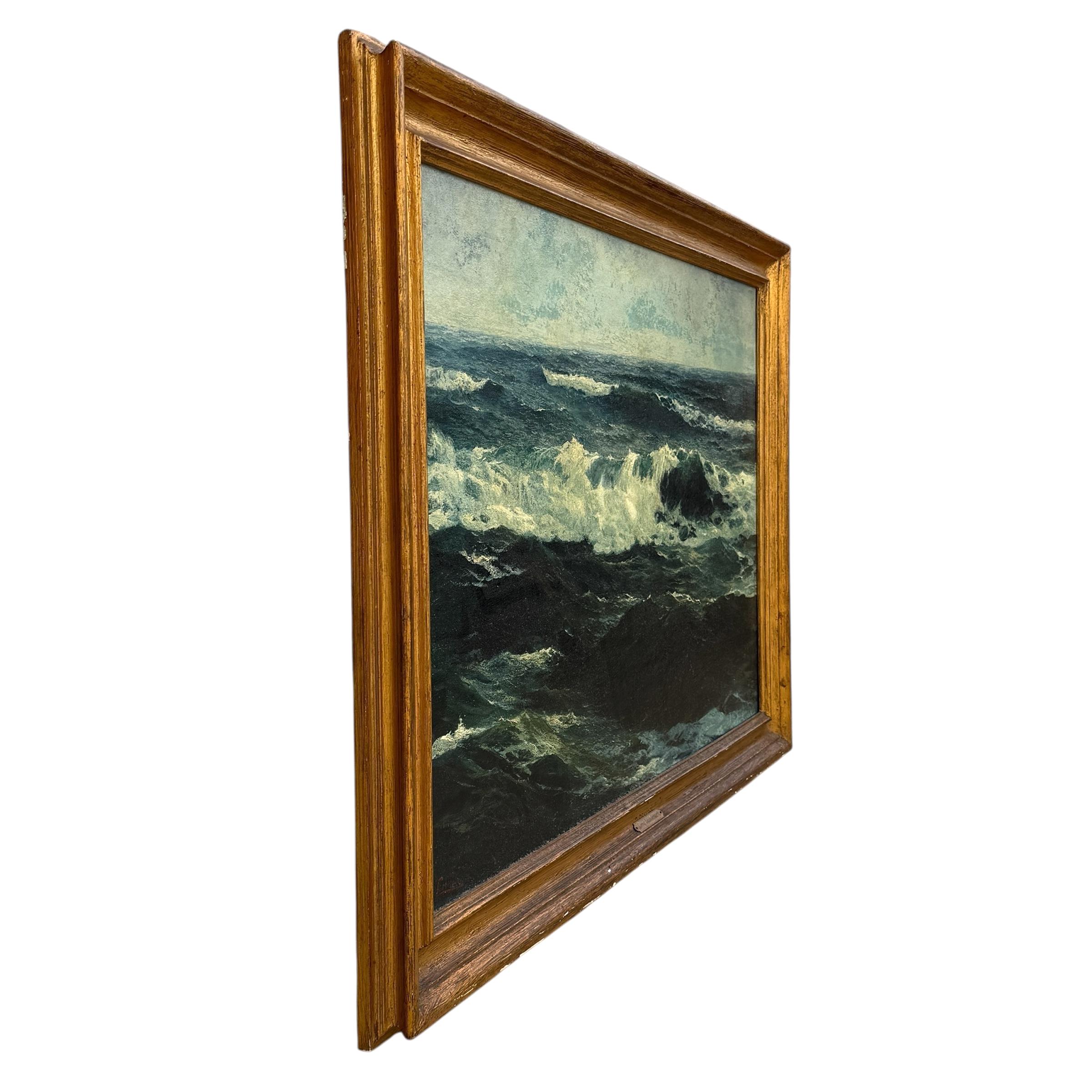 Americano Leon Lundmark Seascape Oil Painting in vendita