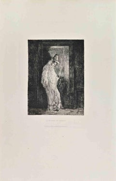 La Rentree de Pierrot - Etching by Leon Marie Constant Dansaert - 1860s