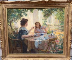 Lunch In The Garden Signed Leon Mayet Dated 1909