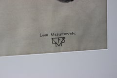 Leon Mazurowski Borzoi Dogs Graphite and Charcoal Drawing on Paper