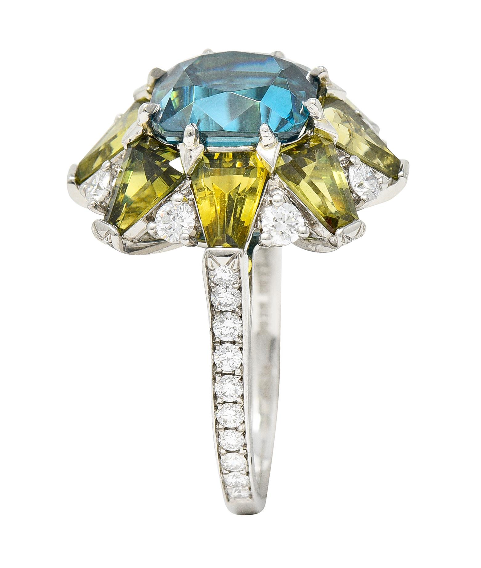 Leon Mege 12,00 Karat Platin-Cluster-Ring mit Zirkongrünem Saphir und Diamant 6