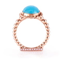 Leon Mege 18K Rose Gold Flamingo Ring with Pink Diamonds and Hemimorphite Cab