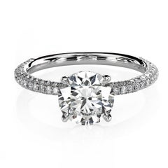 Leon Megé 413 Platinum Solitaire with a Round Diamond with Micro Pave Shank