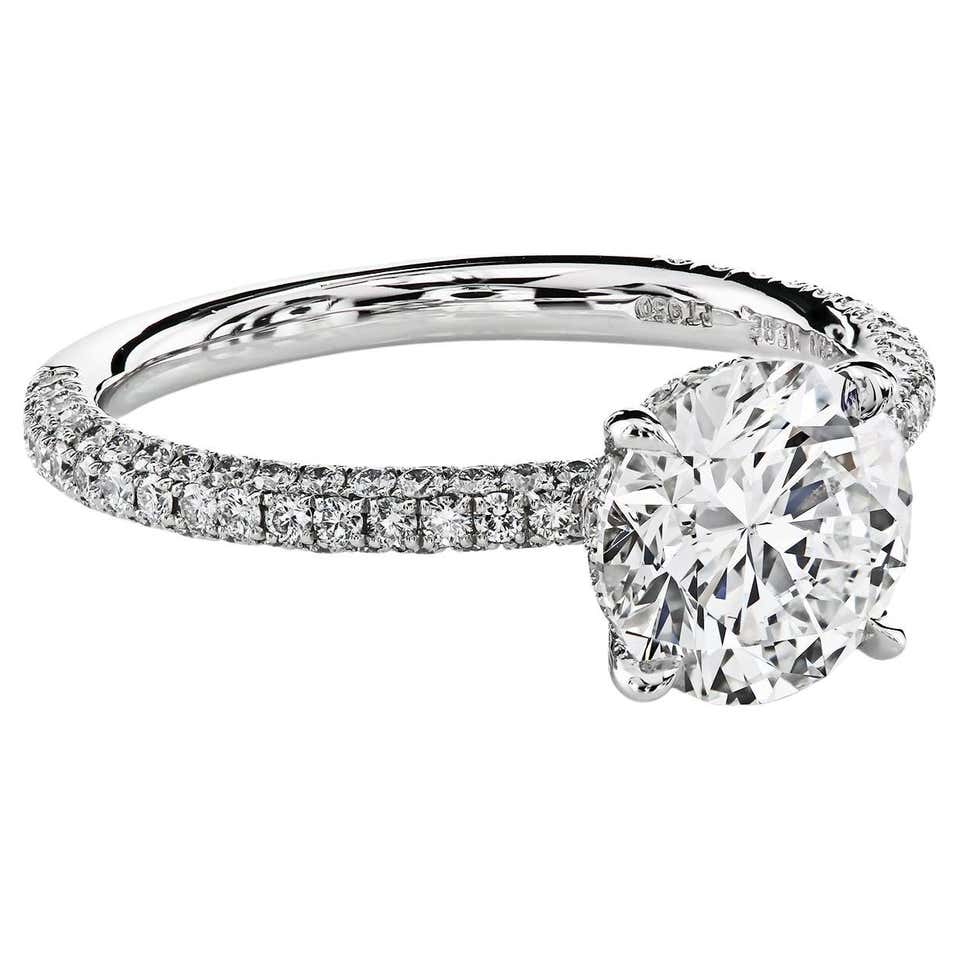 Diamond Solitaire with Sapphire Side Stones at 1stDibs