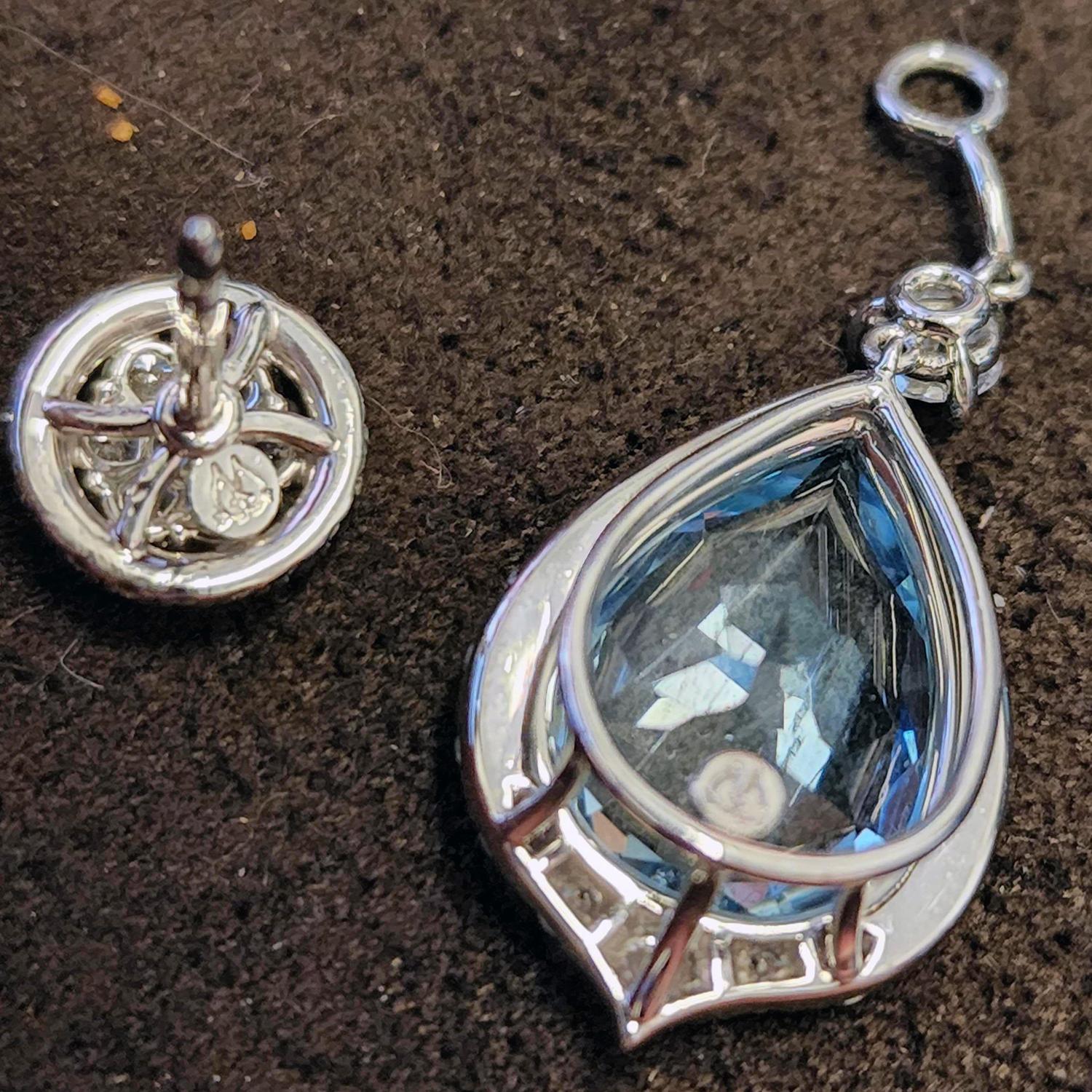 Pear Cut Leon Mege aquamarines and diamonds convertible earrings with detachable pendants For Sale