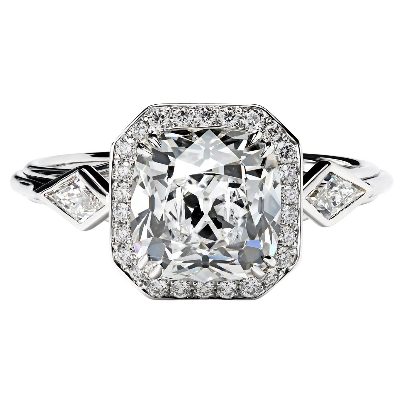 Leon Megé Art Deco style ajoured ring centering 3.01-carat F/VS2 natural True Antique™ cushion diamond; GIA #5221764825

This ring will be hand-forged in platinum. 
We guarantee the highest quality and precision. 
You will be amazed by our