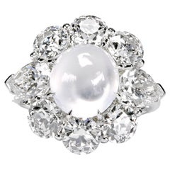 Leon Mege cluster ring with Ice Jade, OEC and antique pear-shaped diamonds