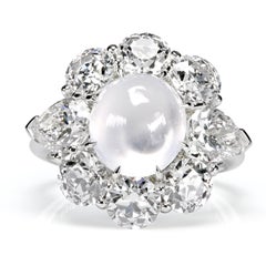 Bague à grappes Leon Mege avec Jade de glace, diamants taillés en OEC et diamants anciens en forme de poire