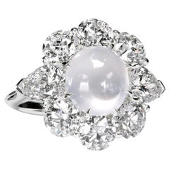 Bague à grappes Leon Mege avec Jade de glace, diamants taillés en OEC et diamants anciens en forme de poire