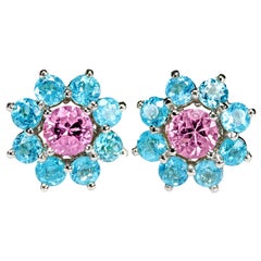 Borchie a grappolo Leon Mege con zaffiri rosa naturali e tormaline Paraiba.