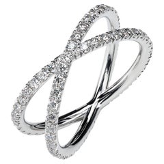 Leon Mege Criss-Cross Platinum Eternity Wedding Band with Natural Diamonds