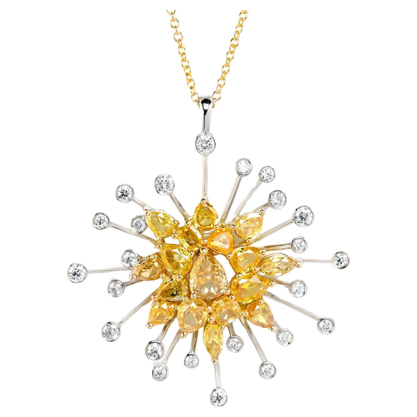 Leon Mege "Dream of Infinity" gold pendant with yellow and white diamonds. For Sale