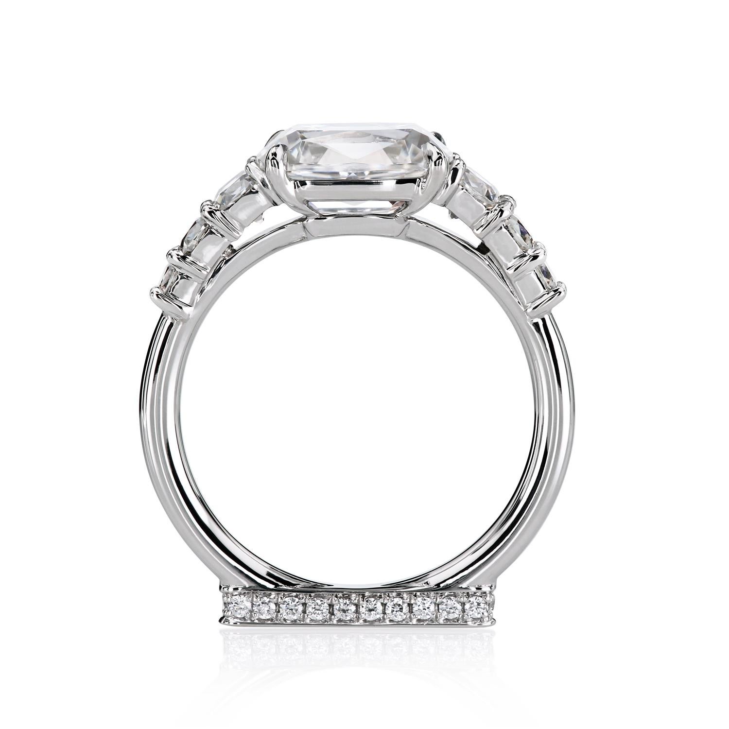 Contemporary Leon Mege East-West Engagement Ring Features Rare True Antique Cushion Diamond For Sale