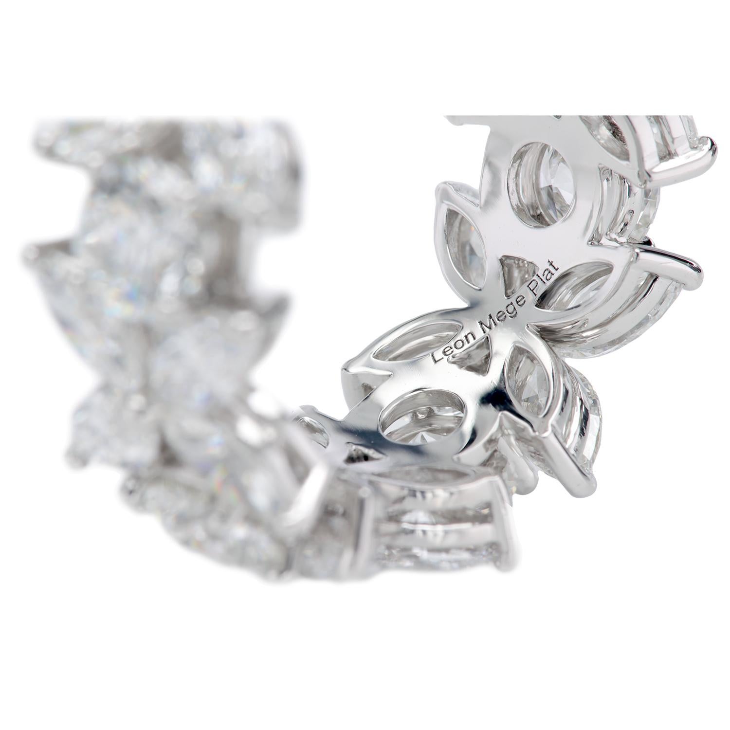 Marquise Cut Leon Megé eternity band of round diamonds alternating with marquise clusters  For Sale