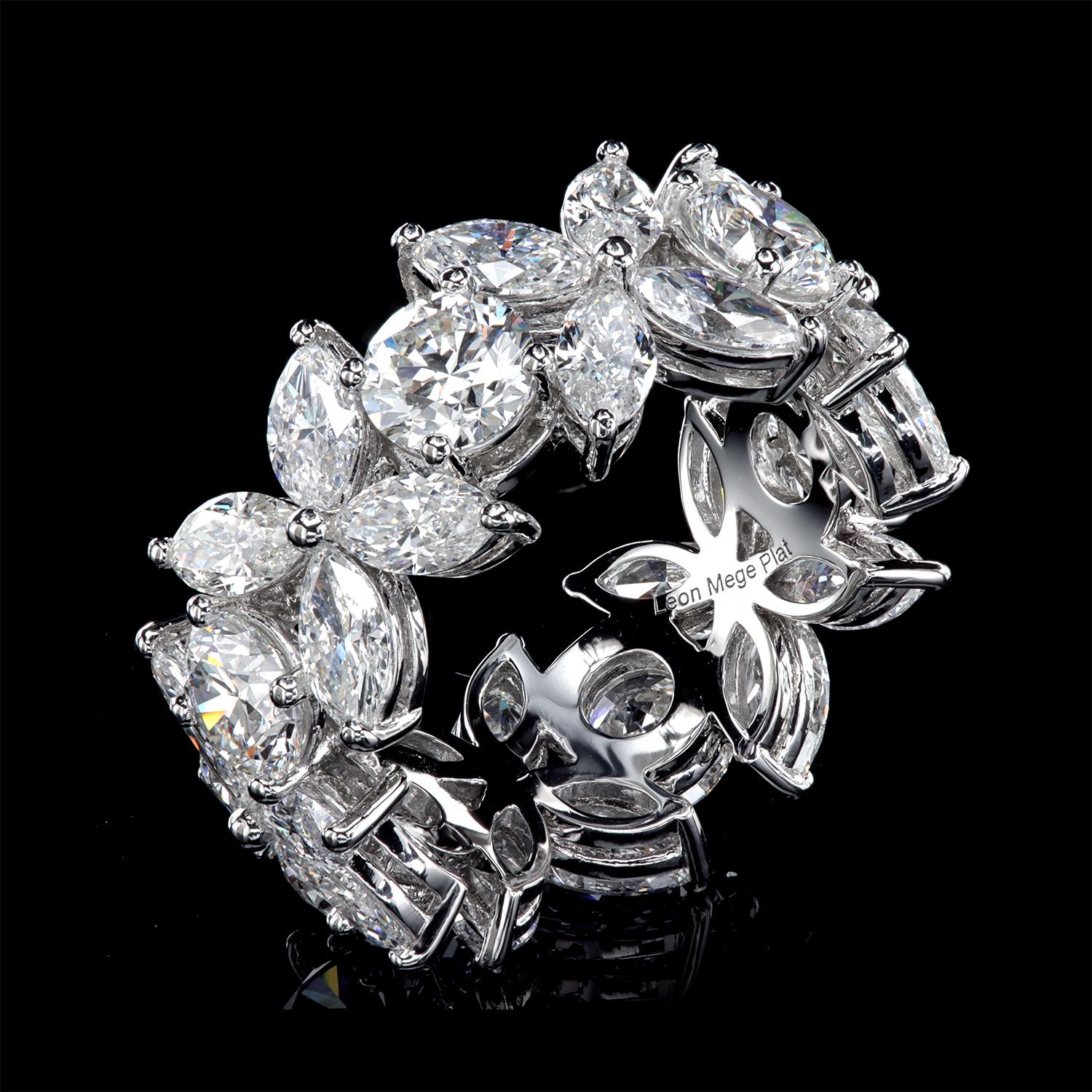Women's Leon Megé eternity band of round diamonds alternating with marquise clusters  For Sale