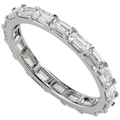 Leon Mege Eternity Diamond Band East-West Set Emerald Cut Diamonds in Platinum