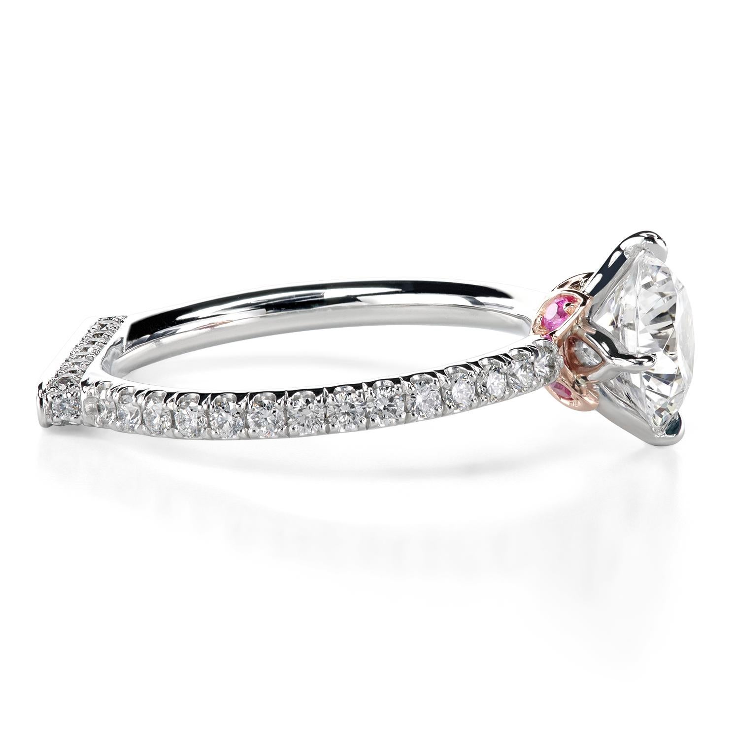 Contemporain Leon Mege, bague de fiançailles glamour avec diamant rond certifié de 2.26 carats en vente