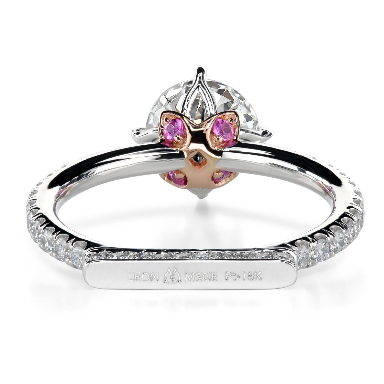 Taille ronde Leon Mege, bague de fiançailles glamour avec diamant rond certifié de 2.26 carats en vente